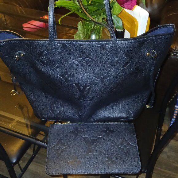 LOUIS VUITTON BLACK NEVERFULL MM TOTE BAG - Picture 1 of 6